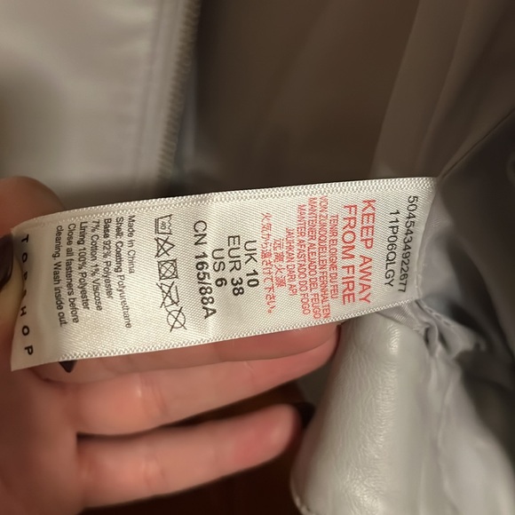 NWT TOPSHOP LEATHER MOTO JACKET - GRAY - Picture 4 of 4